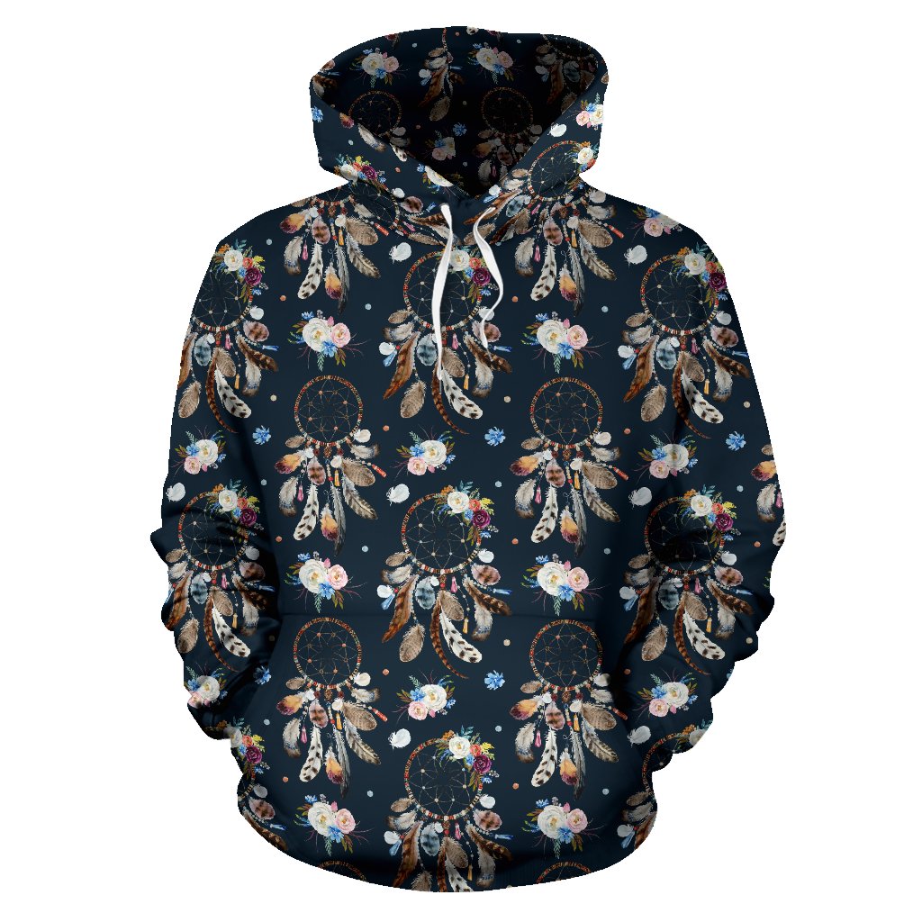Dream Catcher Boho Floral Style Pullover Hoodie
