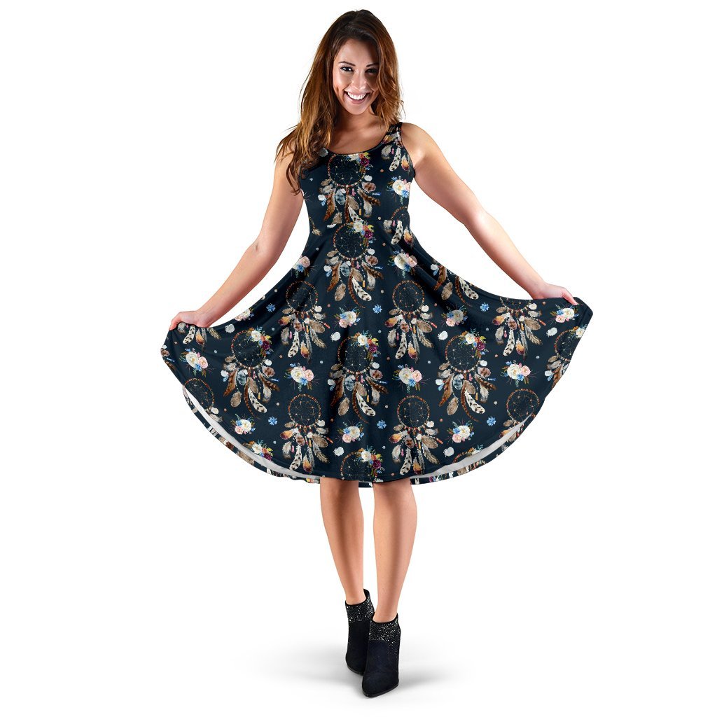 Dream Catcher Boho Floral Style Sleeveless Dress