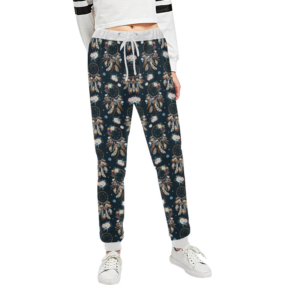 Dream Catcher Boho Floral Style Unisex Casual Sweatpants (Model L11)-JTAMIGO.COM