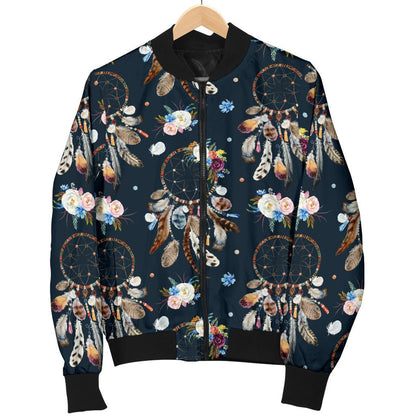 Dream Catcher Boho Floral Style Women Casual Bomber Jacket
