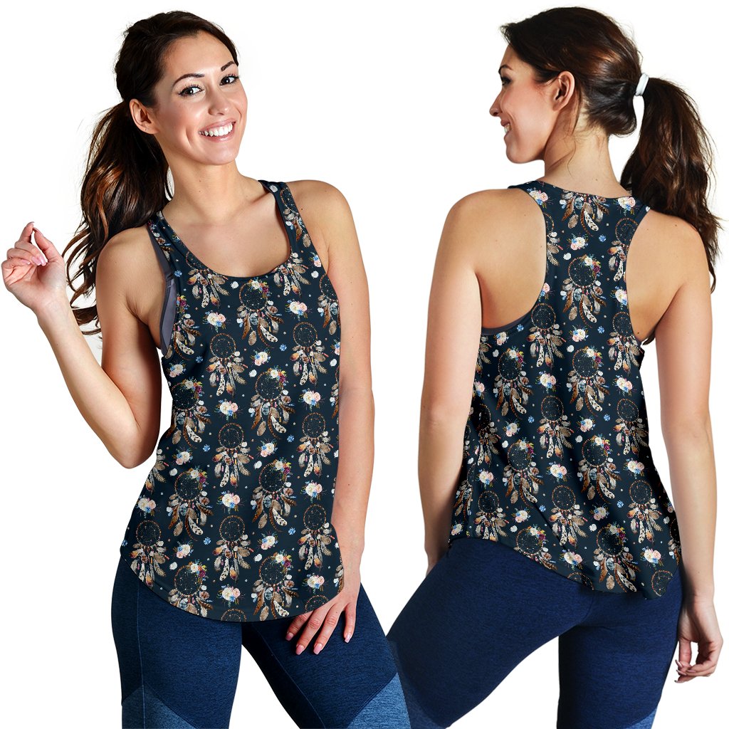Dream Catcher Boho Floral Style Women Racerback Tank Top