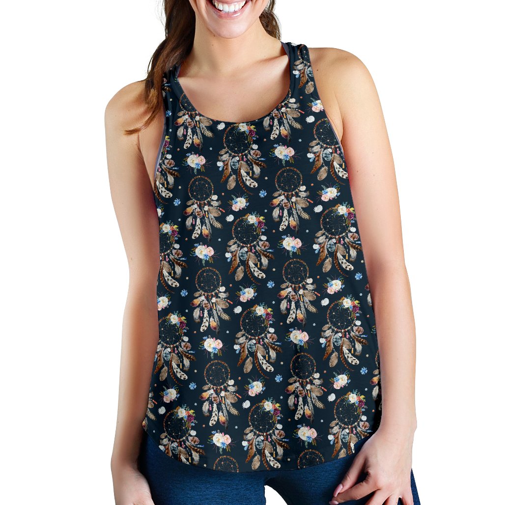 Dream Catcher Boho Floral Style Women Racerback Tank Top