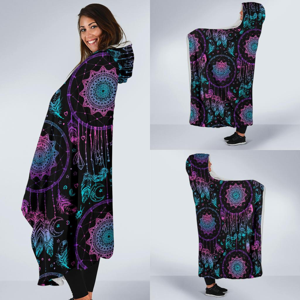 Dream catcher boho mandala Hooded Blanket-JTAMIGO.COM