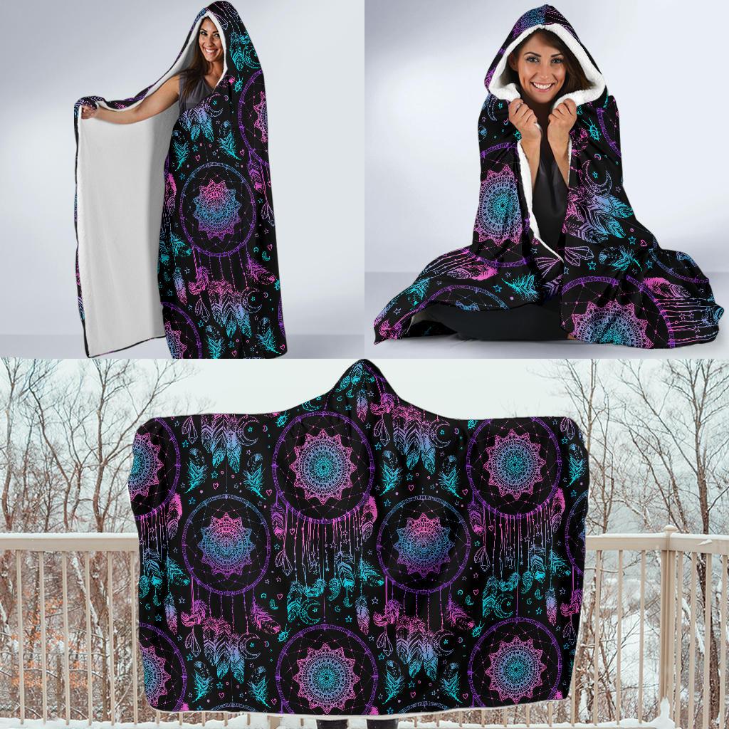 Dream catcher boho mandala Hooded Blanket-JTAMIGO.COM