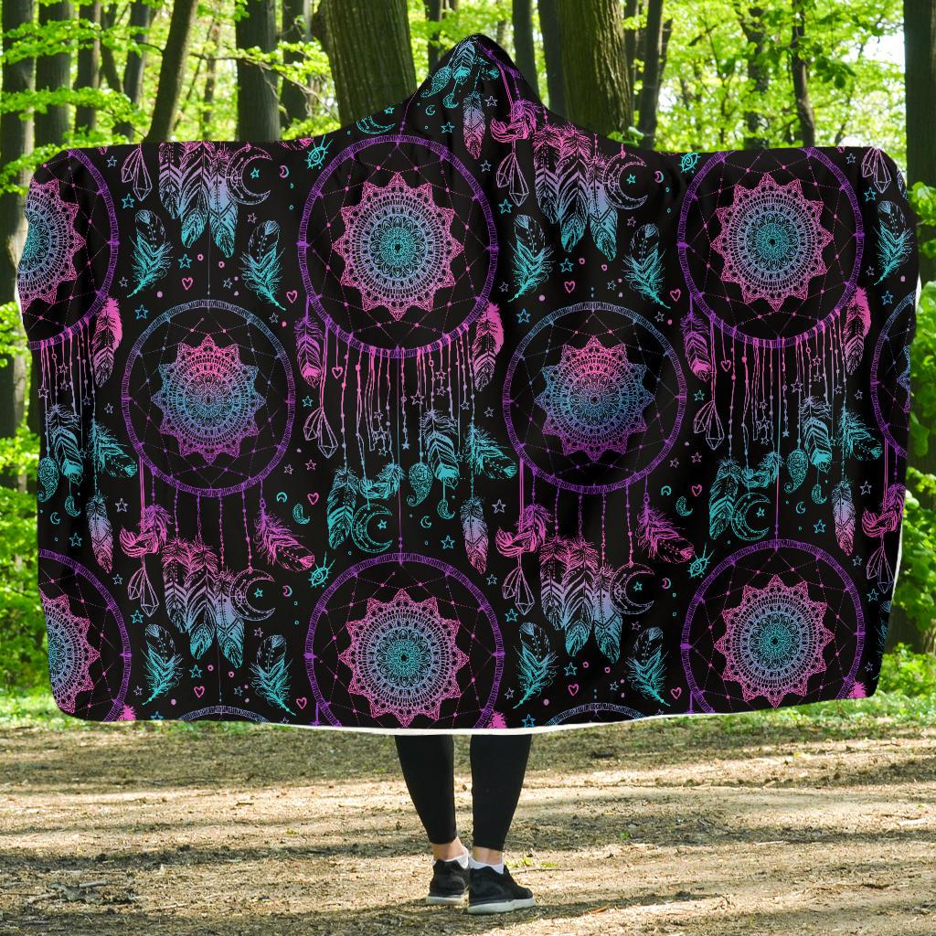 Dream catcher boho mandala Hooded Blanket-JTAMIGO.COM