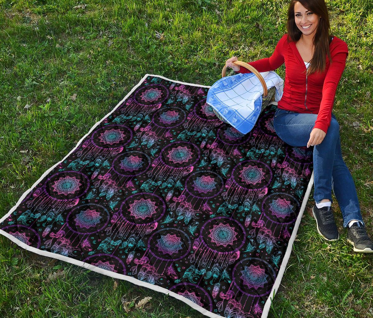 Dream catcher boho mandala Premium Quilt-JTAMIGO.COM