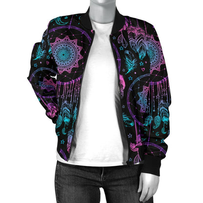 Dream Catcher Boho Mandala Women Casual Bomber Jacket