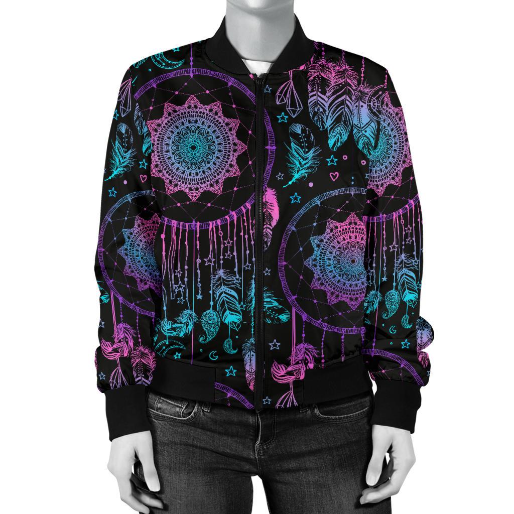 Dream Catcher Boho Mandala Women Casual Bomber Jacket