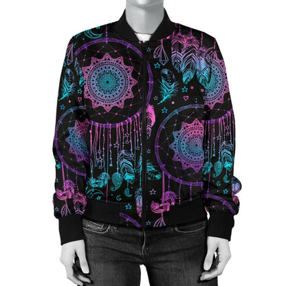 Dream Catcher Boho Mandala Women Casual Bomber Jacket