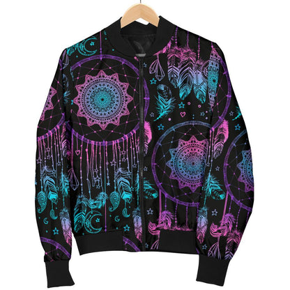 Dream Catcher Boho Mandala Women Casual Bomber Jacket