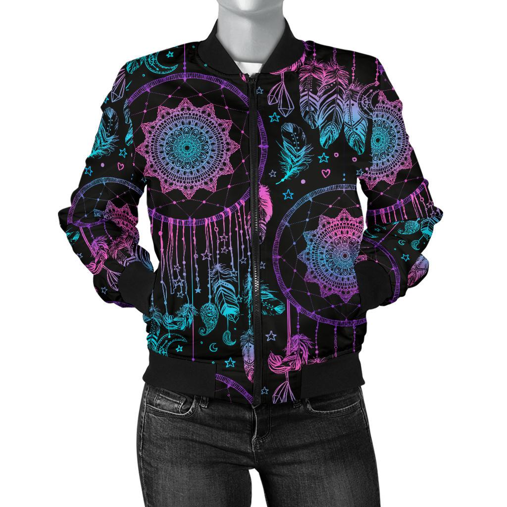 Dream Catcher Boho Mandala Women Casual Bomber Jacket