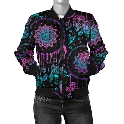 Dream Catcher Boho Mandala Women Casual Bomber Jacket