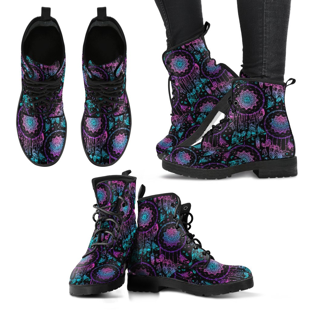 Dream catcher boho mandala Women Leather Boots-JTAMIGO.COM