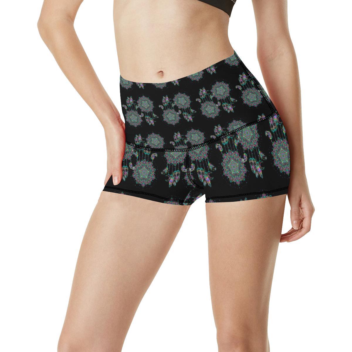 Dream Catcher Colorful Hand Draw High Waisted Spandex Shorts-JTAMIGO.COM
