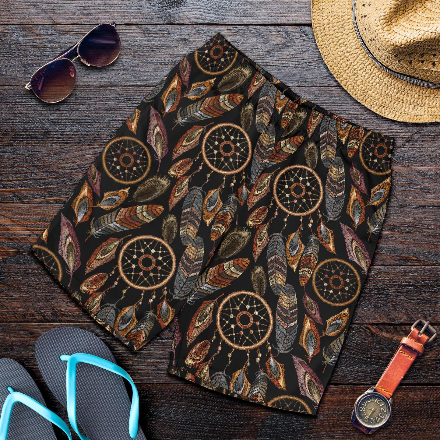 Dream catcher embroidered style Mens Shorts-JTAMIGO.COM