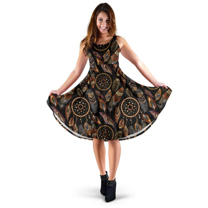 Dream Catcher Embroidered Style Sleeveless Dress