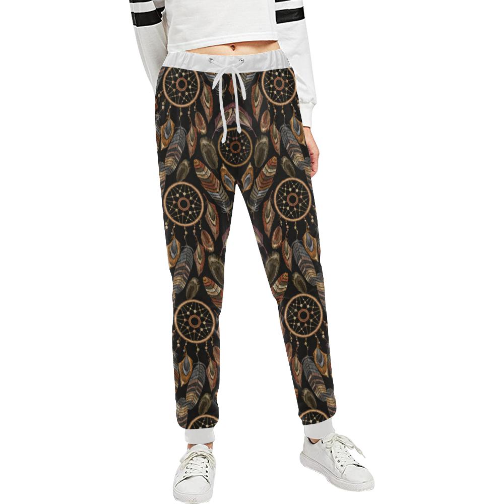 Dream catcher embroidered style Unisex Casual Sweatpants (Model L11)-JTAMIGO.COM