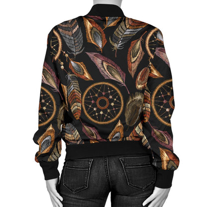 Dream Catcher Embroidered Style Women Casual Bomber Jacket