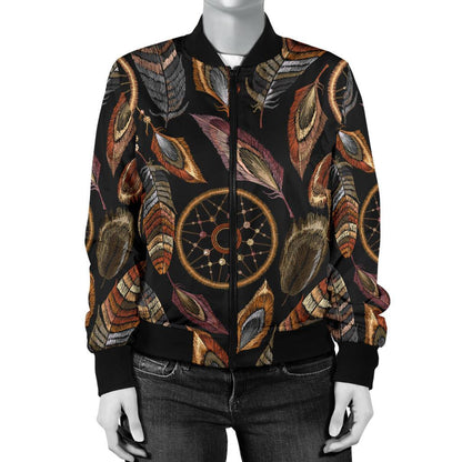 Dream Catcher Embroidered Style Women Casual Bomber Jacket