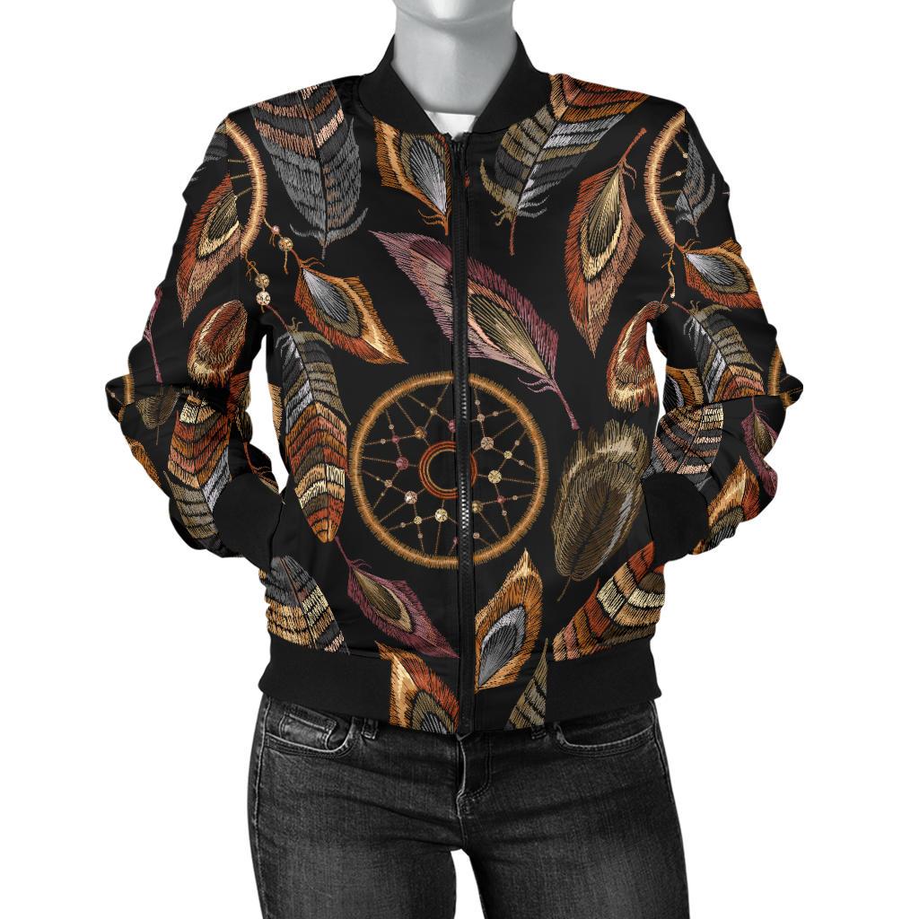 Dream Catcher Embroidered Style Women Casual Bomber Jacket