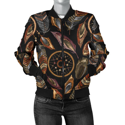 Dream Catcher Embroidered Style Women Casual Bomber Jacket
