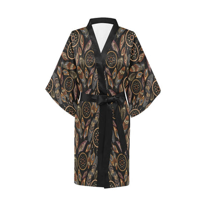 Dream catcher embroidered style Women Short Kimono Robe