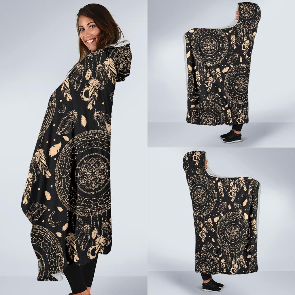 Dream Catcher Mandala Boho Moon Hooded Blanket-JTAMIGO.COM