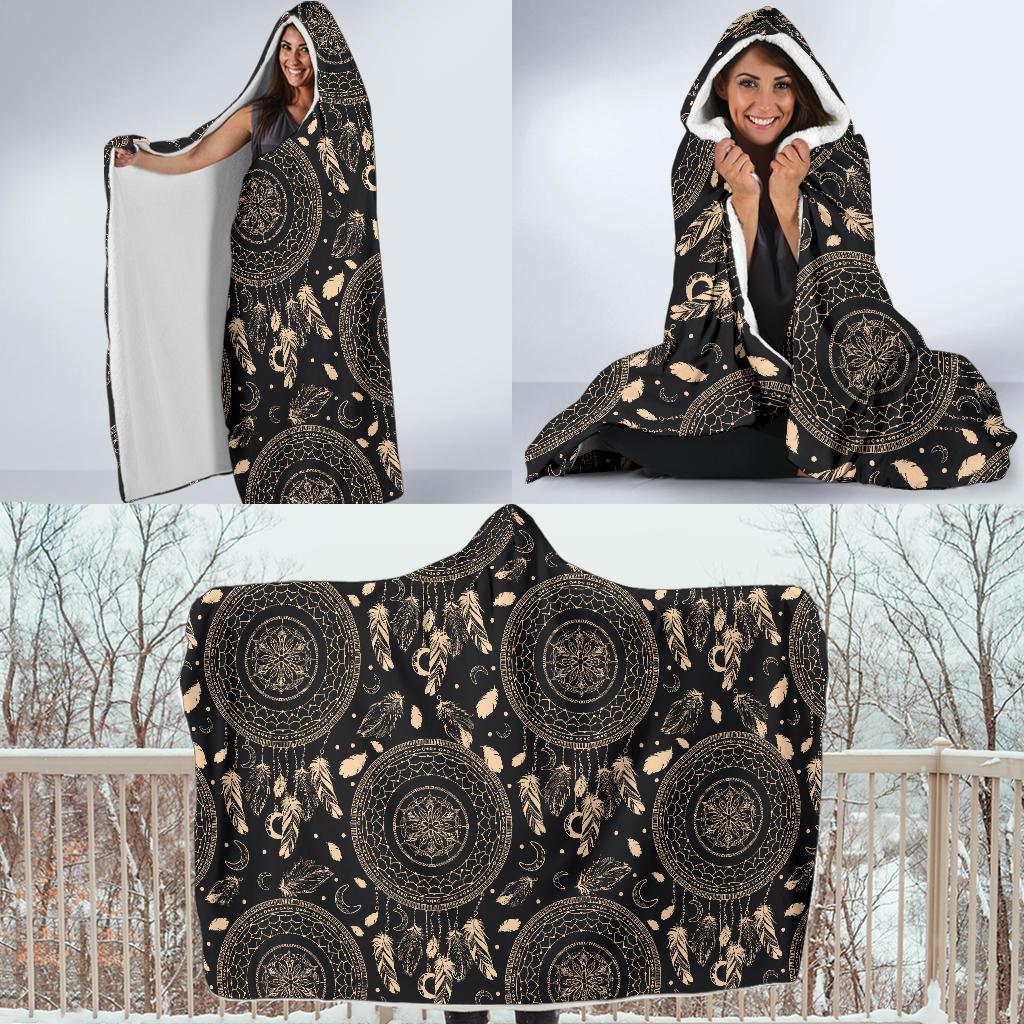 Dream Catcher Mandala Boho Moon Hooded Blanket-JTAMIGO.COM
