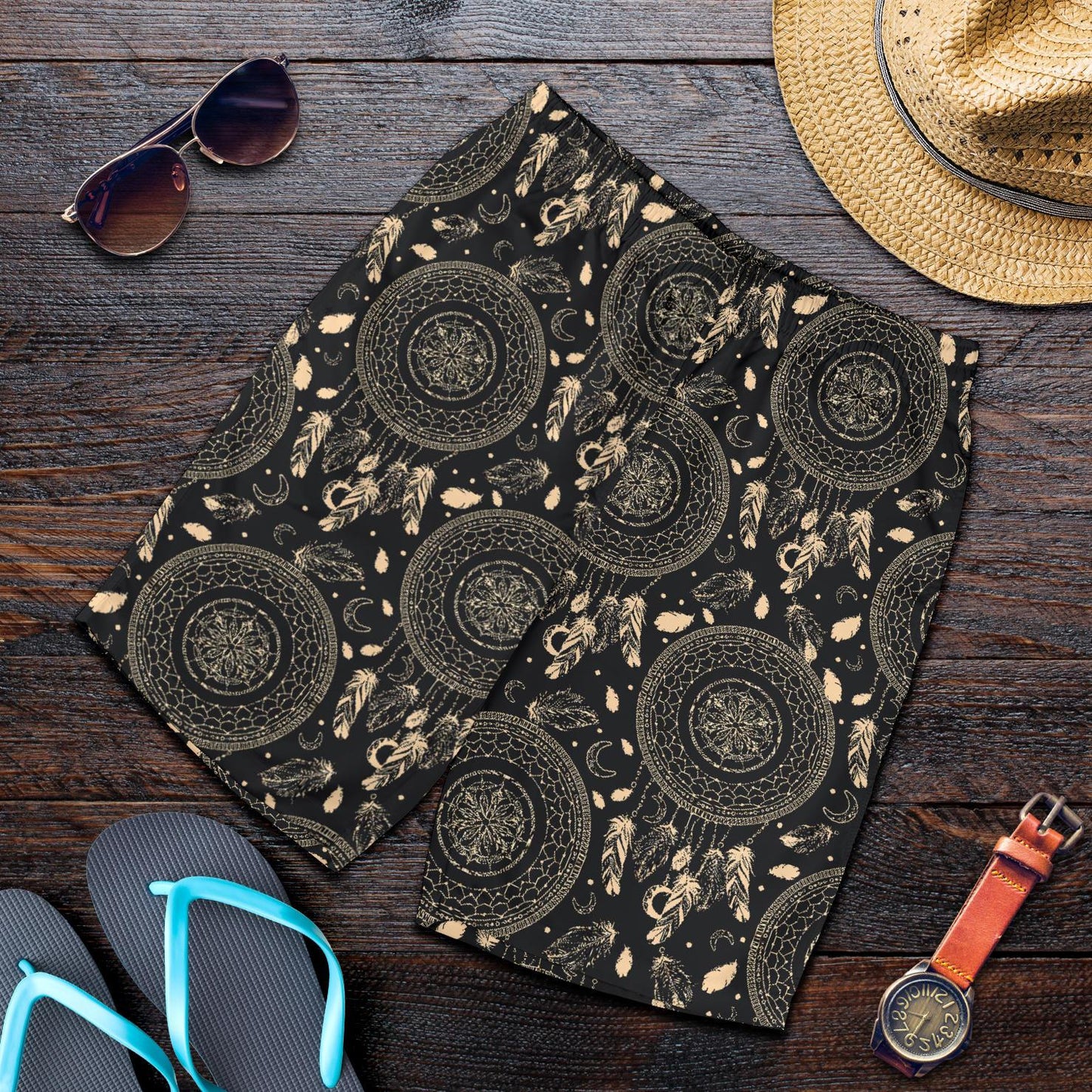 Dream Catcher Mandala Boho Moon Mens Shorts-JTAMIGO.COM