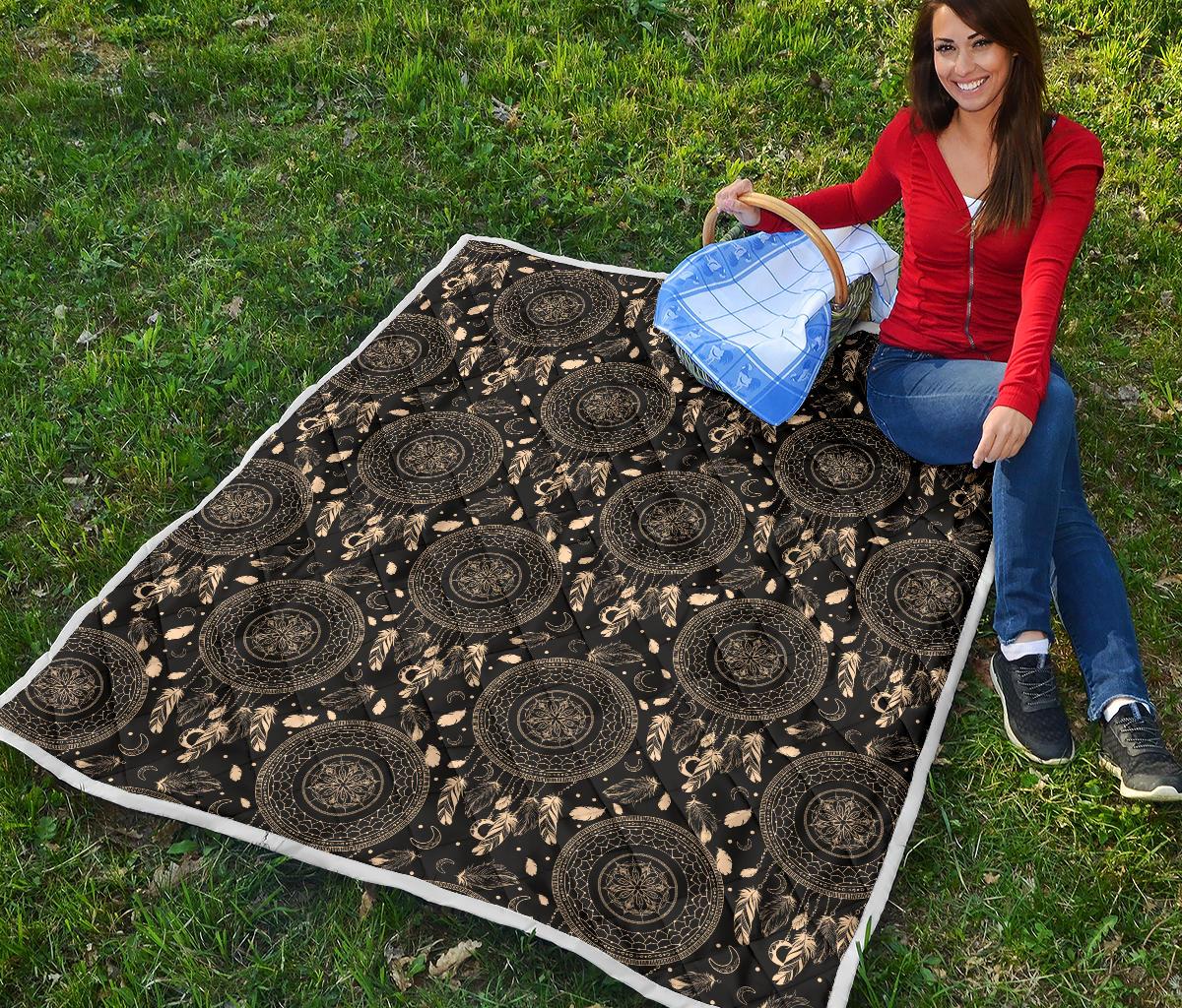 Dream Catcher Mandala Boho Moon Premium Quilt-JTAMIGO.COM