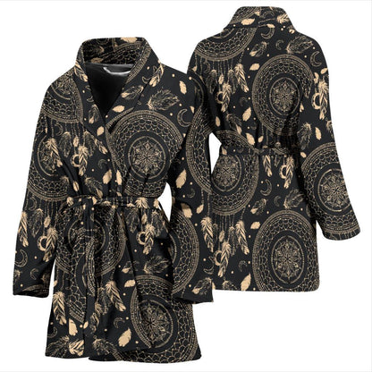 Dream Catcher Mandala Boho Moon Women Bath Robe-JTAMIGO.COM