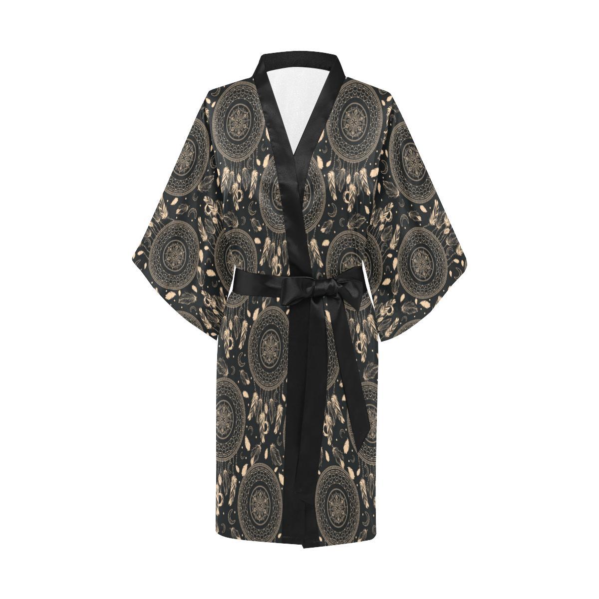Dream Catcher Mandala Boho Moon Women Short Kimono Robe