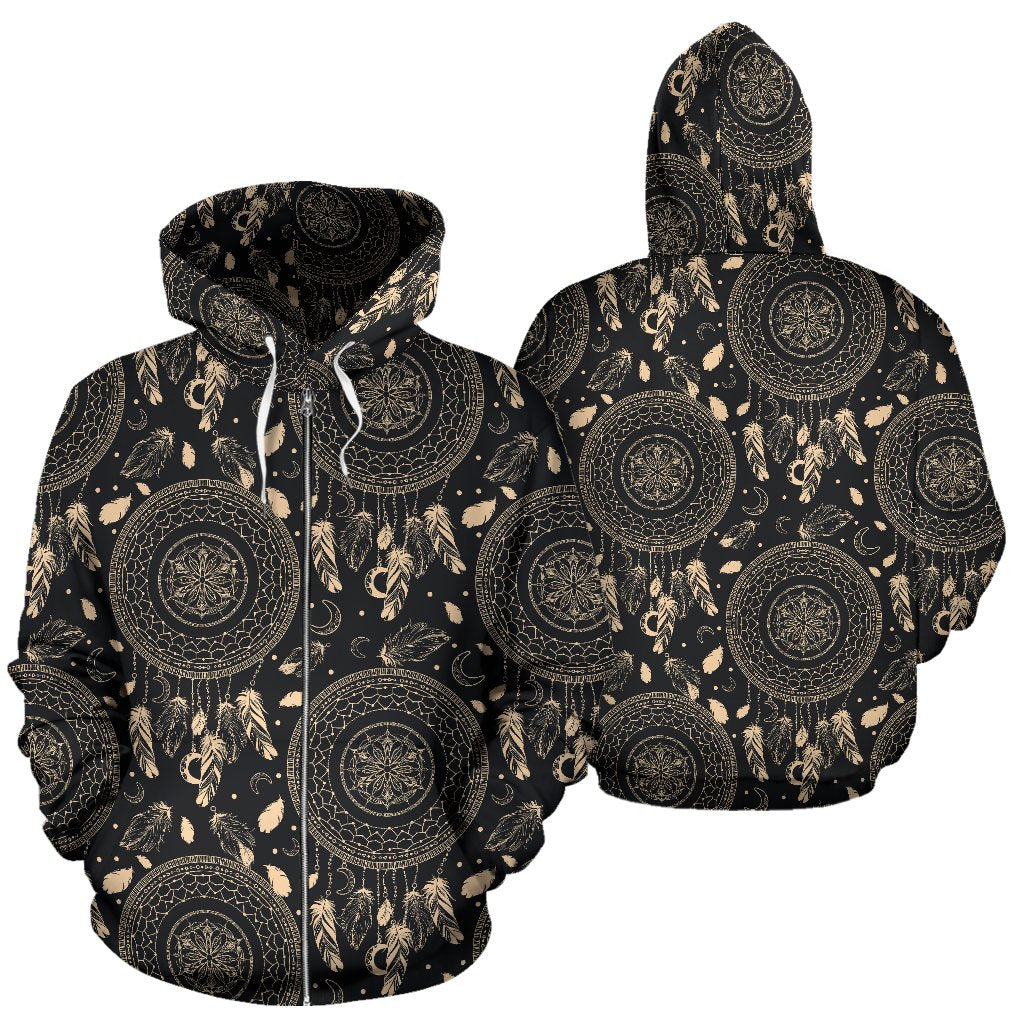 Dream Catcher Mandala Boho Moon Zip Up Hoodie
