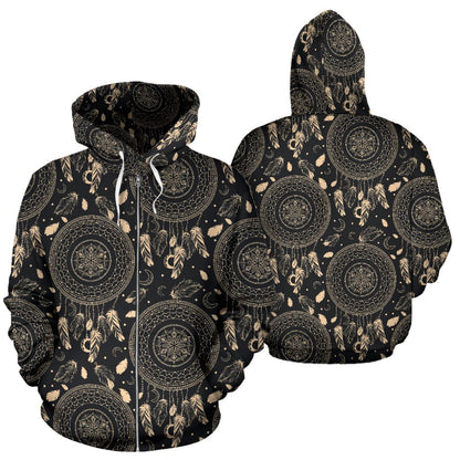 Dream Catcher Mandala Boho Moon Zip Up Hoodie