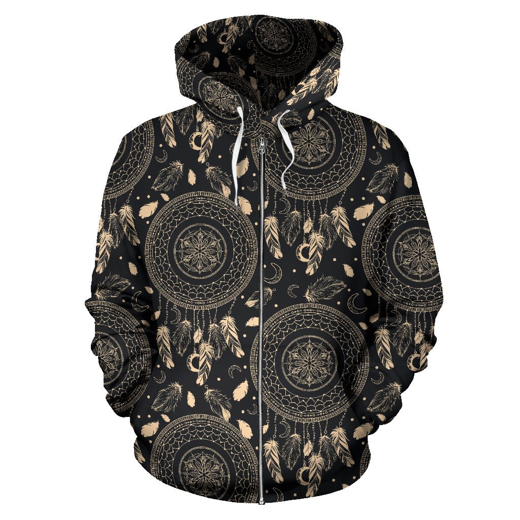 Dream Catcher Mandala Boho Moon Zip Up Hoodie