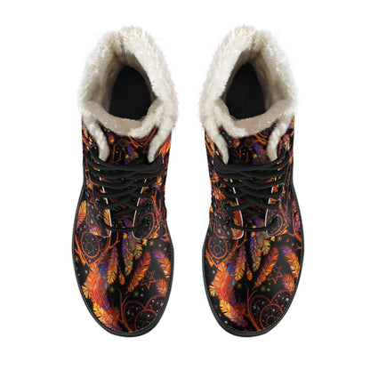 Dream Catcher Native American Design Faux Fur Leather Boots-JTAMIGO.COM