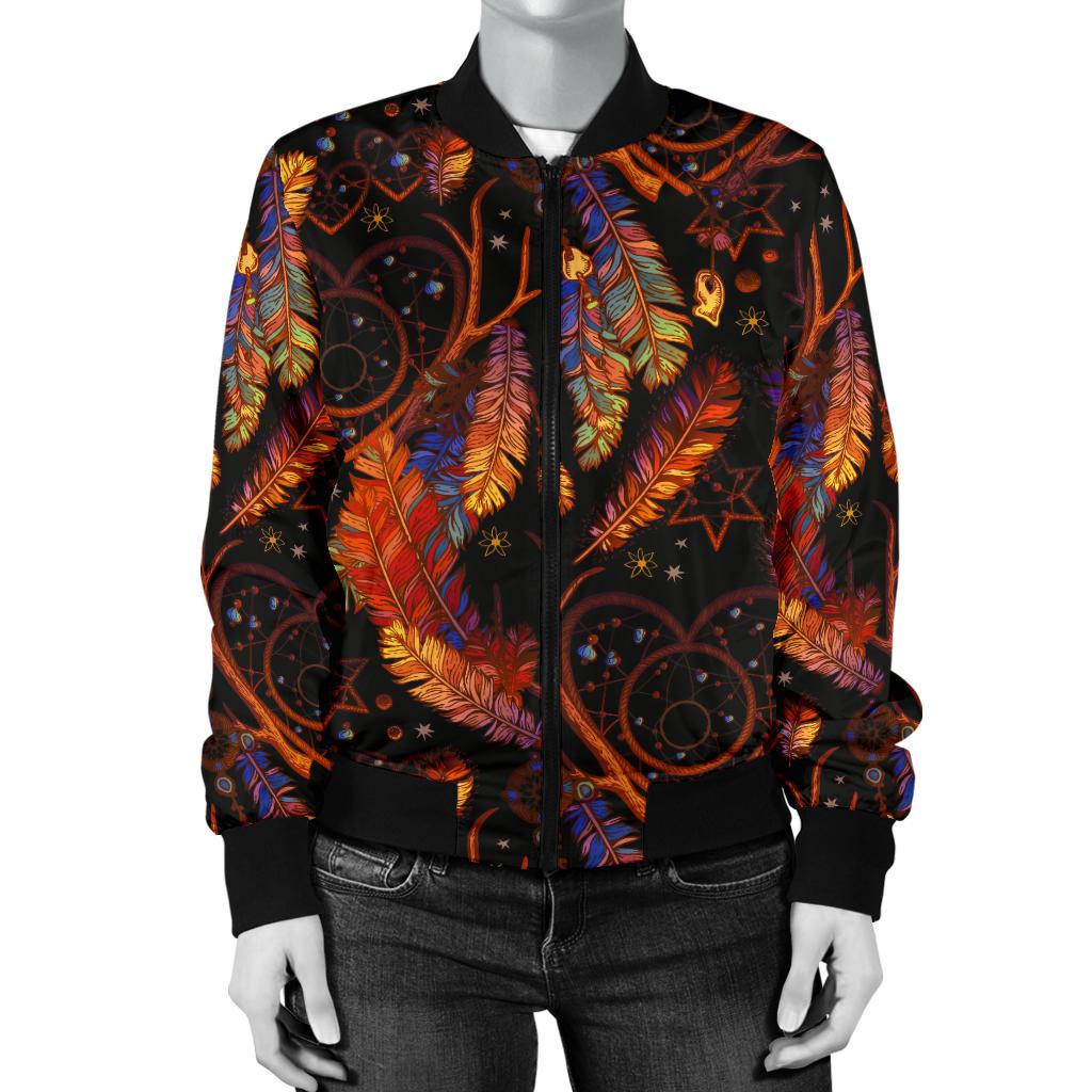 Dream Catcher Native American Design Women Casual Bomber Jacket