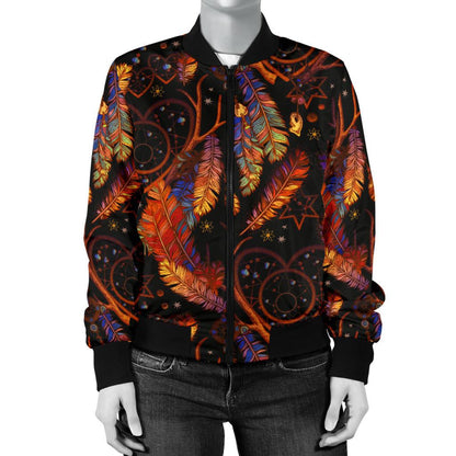 Dream Catcher Native American Design Women Casual Bomber Jacket