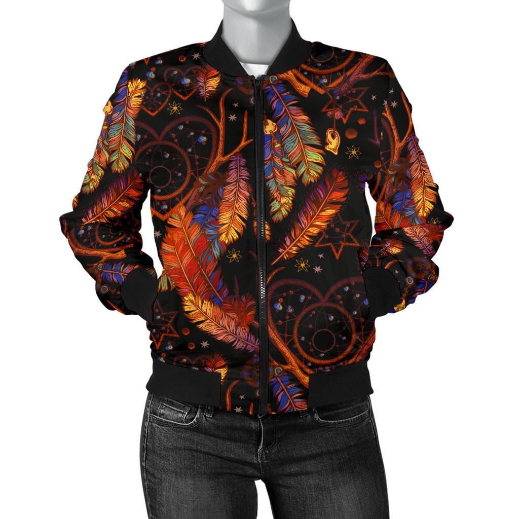 Dream Catcher Native American Design Women Casual Bomber Jacket