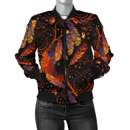 Dream Catcher Native American Design Women Casual Bomber Jacket