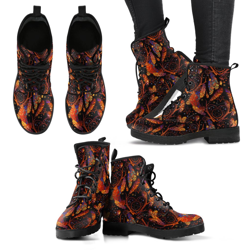 Dream Catcher Native American Design Women Leather Boots-JTAMIGO.COM