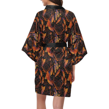 Dream Catcher Native American Design Women Short Kimono Robe