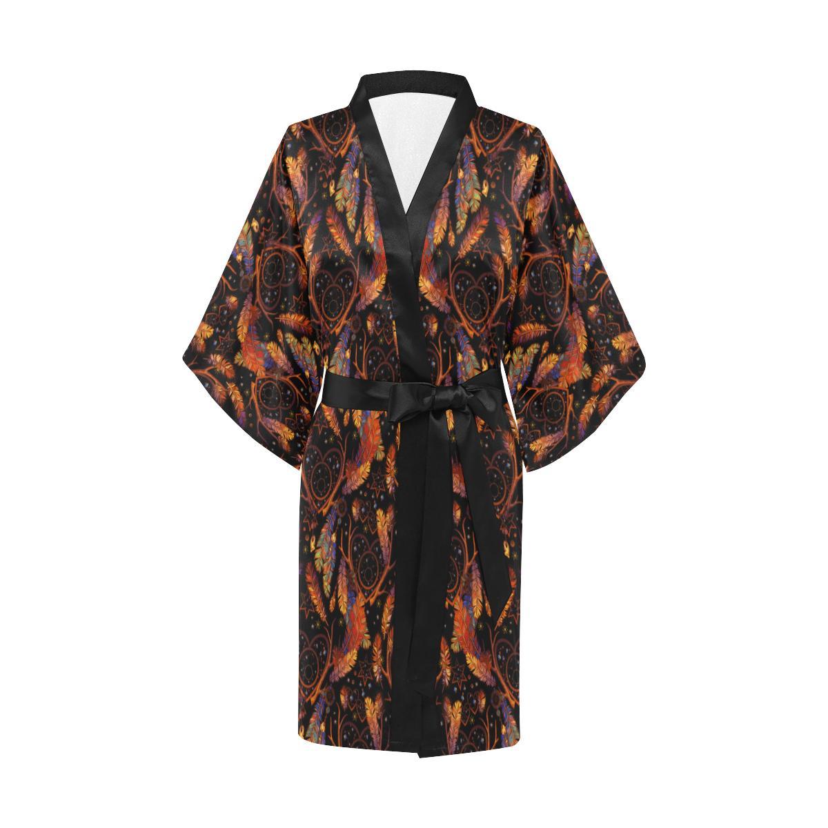 Dream Catcher Native American Design Women Short Kimono Robe