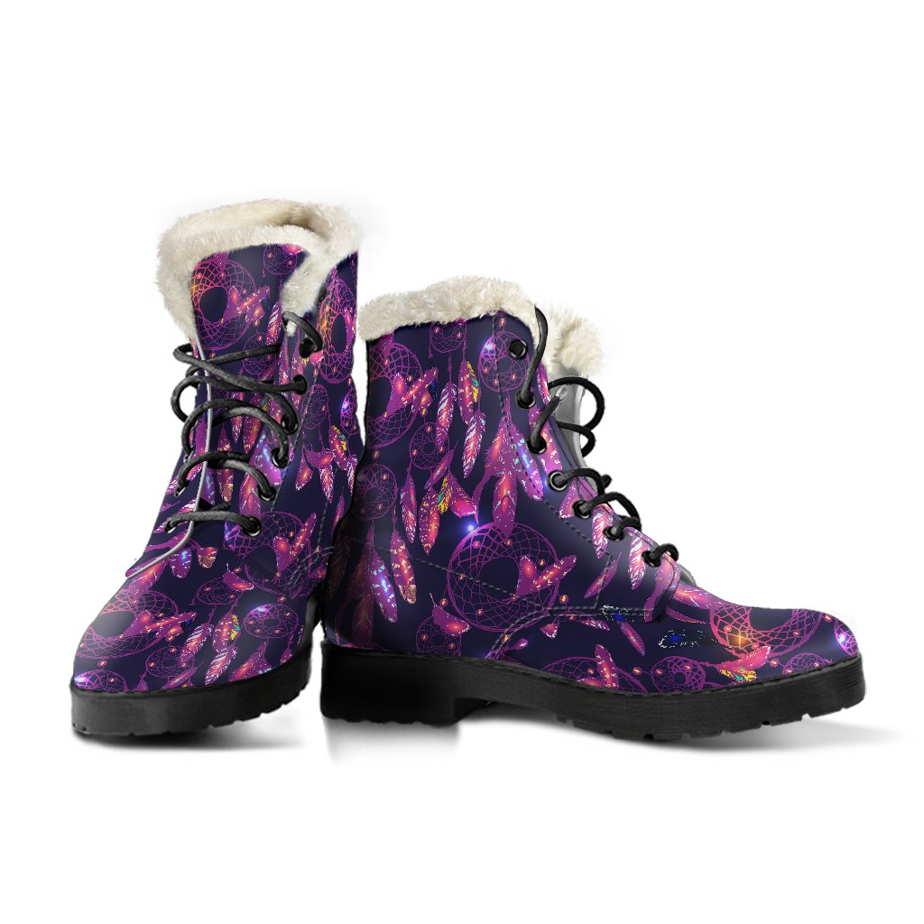 Dream catcher neon Faux Fur Leather Boots-JTAMIGO.COM
