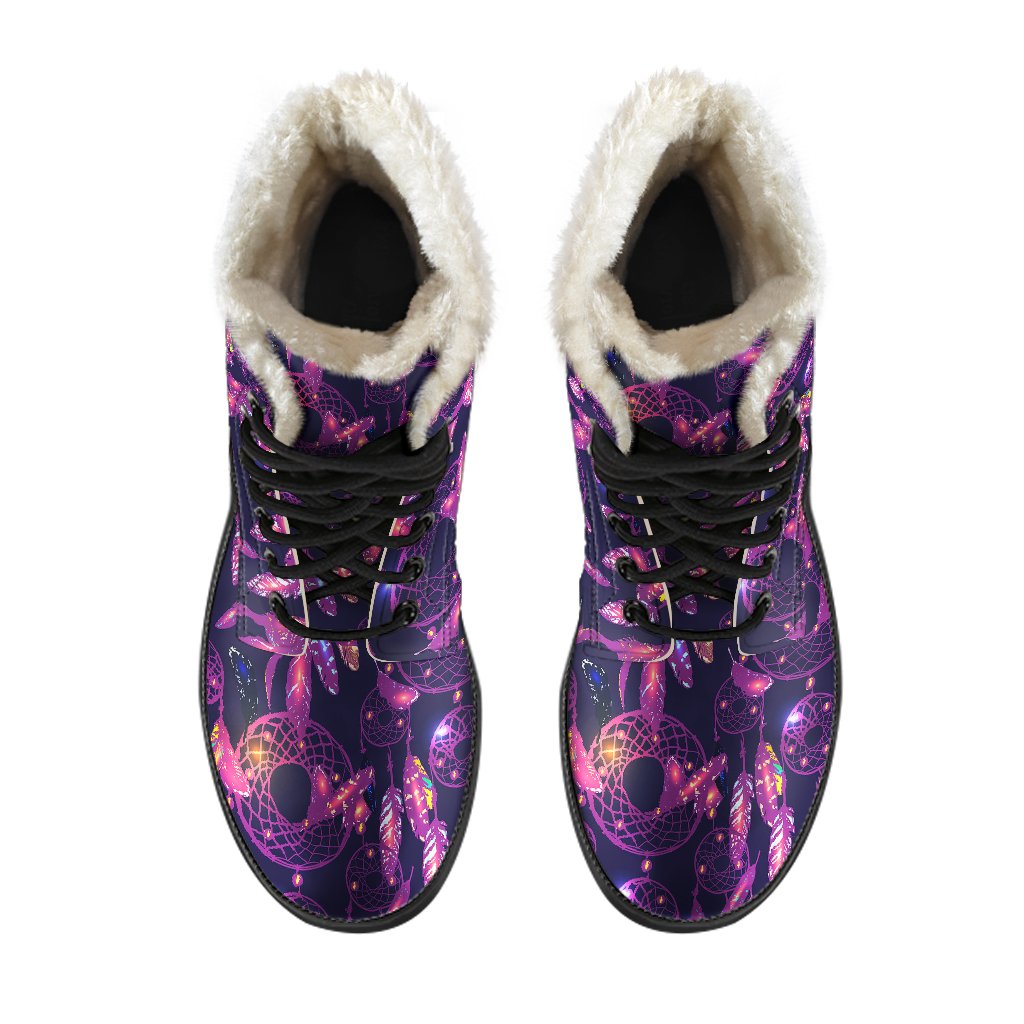 Dream catcher neon Faux Fur Leather Boots-JTAMIGO.COM