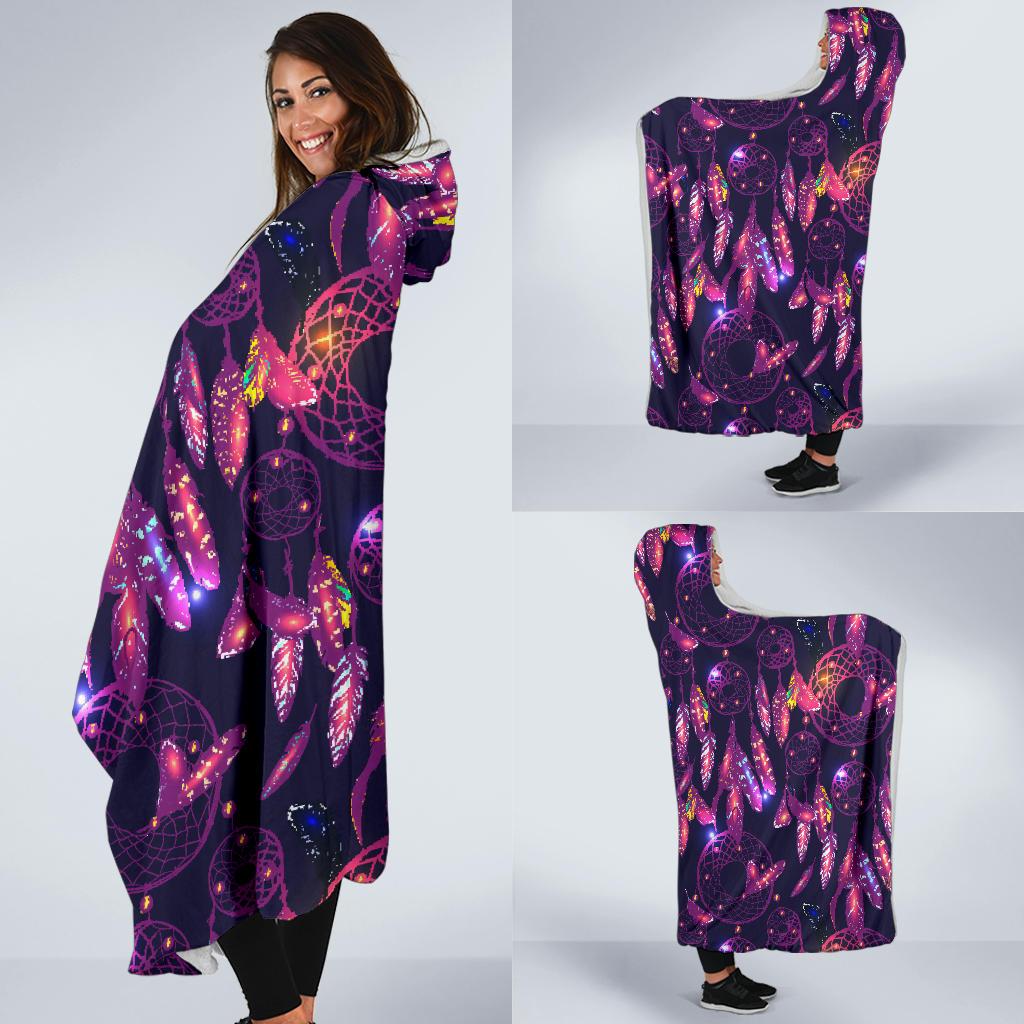 Dream catcher neon Hooded Blanket-JTAMIGO.COM