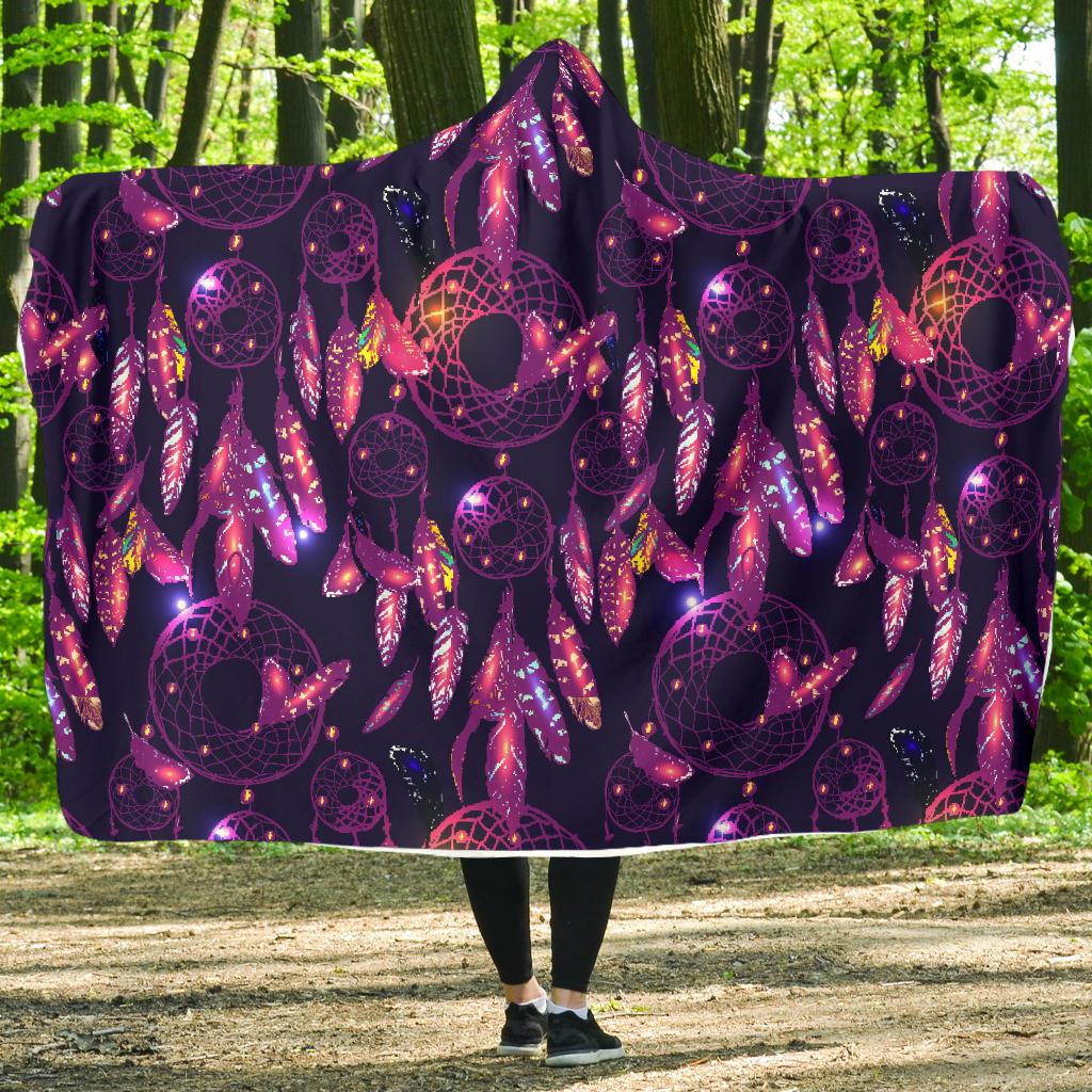 Dream catcher neon Hooded Blanket-JTAMIGO.COM