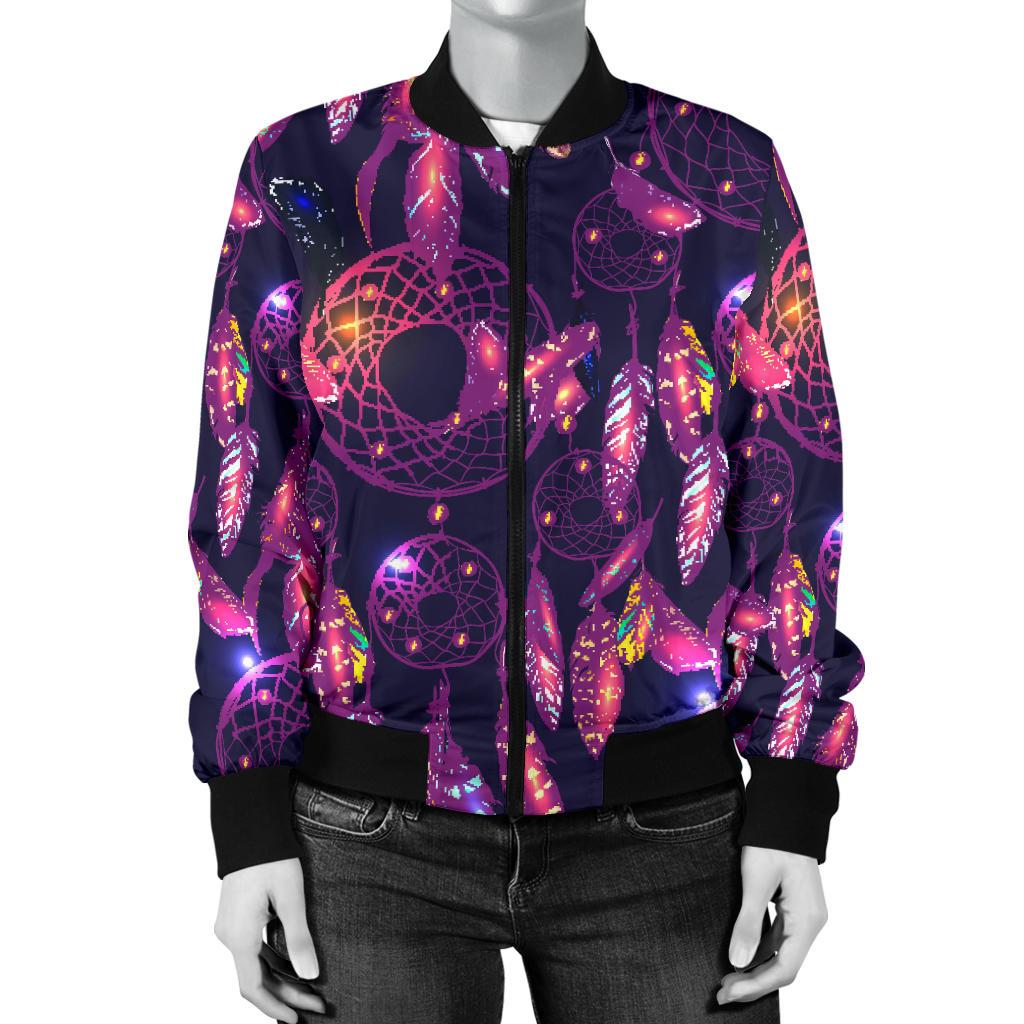 Dream Catcher Neon Women Casual Bomber Jacket