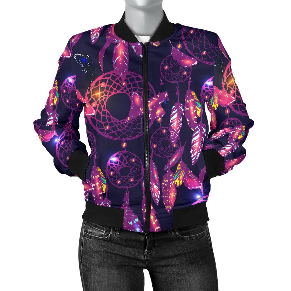 Dream Catcher Neon Women Casual Bomber Jacket