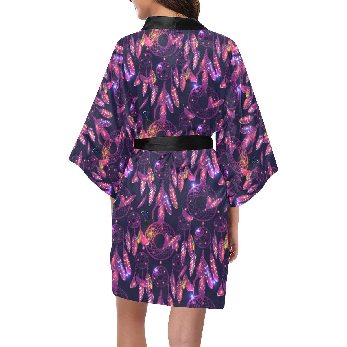 Dream catcher neon Women Short Kimono Robe